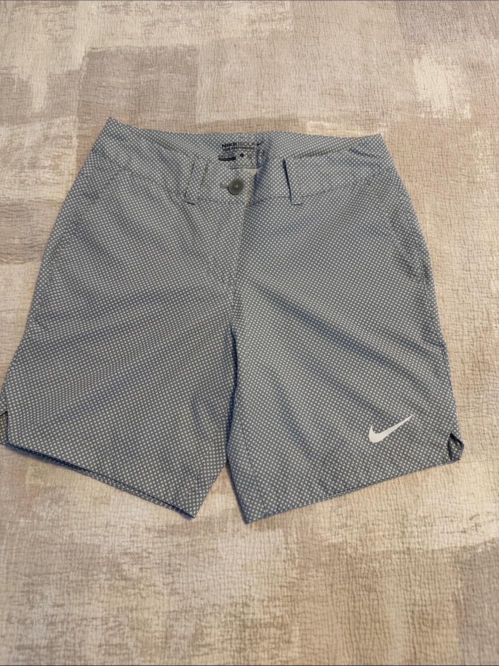 Nike Women’s Gray Microdot Golf Shorts with White Swoosh